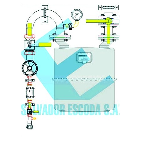 Conjunto  MPB para G40 en FIG I de membrana Ps: 150 mbar Q: 65 Nm3/h con máx. y min. MERCAGAS C40NGB