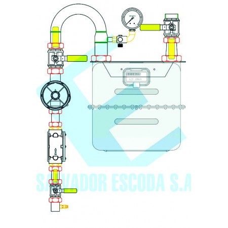 Conjunto  MPA para G25 en FIG I de membrana Ps: 300 mbar Q: 40 Nm3/h con máx. y min. MERCAGAS C25NGA