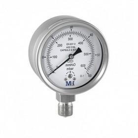 VENTOMETRO  Ø150 MM. VERTICAL 1/2"GAS 0-60 MBAR/ 600 MMH2O KL1.6%