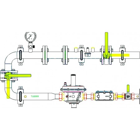 Conjunto  MPB para G65 en FIG I de pistones Ps: 55 mbar Q: 100 Nm3/h con máx. y min. MERCAGAS C65NGBP