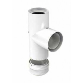 Te 90º recoge condensados Ø100mm/125mm color blanco chimenea FIG