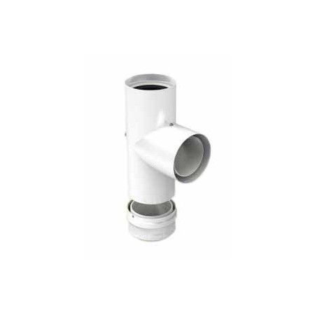 Te 90º recoge condensados Ø80mm/100mm color blanco chimenea FIG