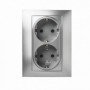 Base enchufe doble schuko empotrar aluminio plata VOLTIMERC 10A 250VAC