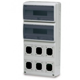 Caja eléctrica industrial enlazable 32 módulos y 6 troqueles para mecanismos IP65 FAMATEL CBOX-I326