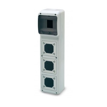 Caja eléctrica industrial enlazable 6 módulos y 3 troqueles para mecanismos IP65 FAMATEL CBOX-I63