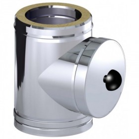 Te inspección con tapa chimenea DINAK EI30VENT con junta inox. 304/304 Ø150/210mm