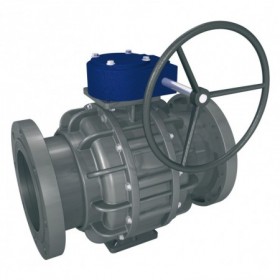 Válvula de bola de PVC con reductor manual. con bridas PN10 DN-250