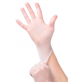 Caja 100 uds Guantes sanitarios de vinilo blanco translucido talla L