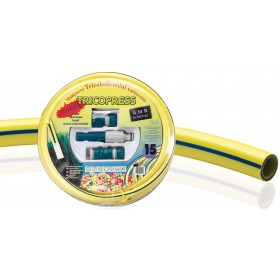 Kit 15m Manguera jardín de 5 capas Ø15mm. lanza regulable y racor 3/4" MERCAGREEN MT 15