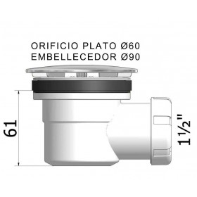 Válvula desagüe plato ducha registrable T-77 ø60mm-1.1/2""