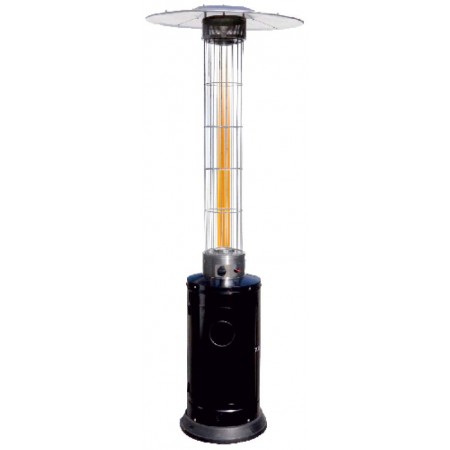 Estufa de gas butano para exterior cilíndrica con tubo de cristal MERCALOR MERCANDIL 12.5kW