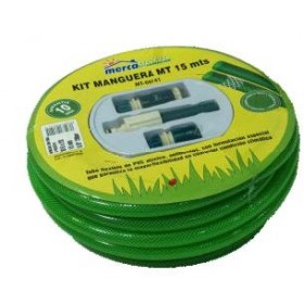 Kit Rollo 20m Manguera Ø15mm y lanza regulable para jardín MERCAGREEN