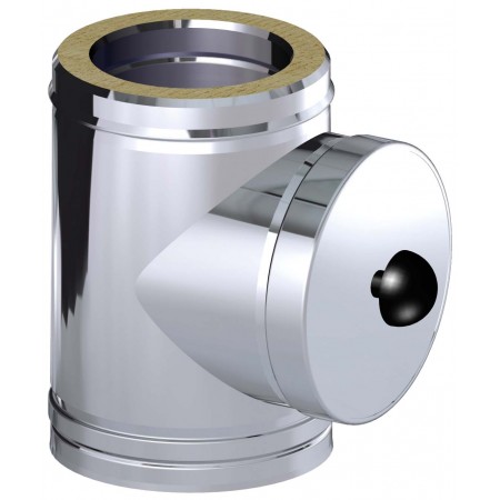Te 87º entronque cilindrico y tapa con asa chimenea DINAK DP LEÑA 316L/304 Ø125/185mm
