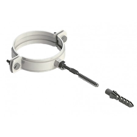 Abrazadera pared Ø100mm acero pintado blanco chimenea FIG