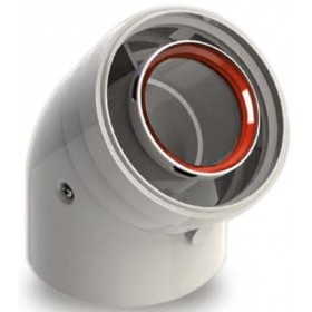 Codo 45º Ø60/100mm Macho-Hembra aluminio pintado epoxi chimenea FIG