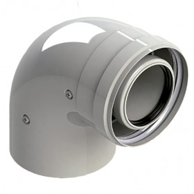 Codo 90º Ø60/100mm Macho-Hembra PP/acero lacado blanco chimenea FIG