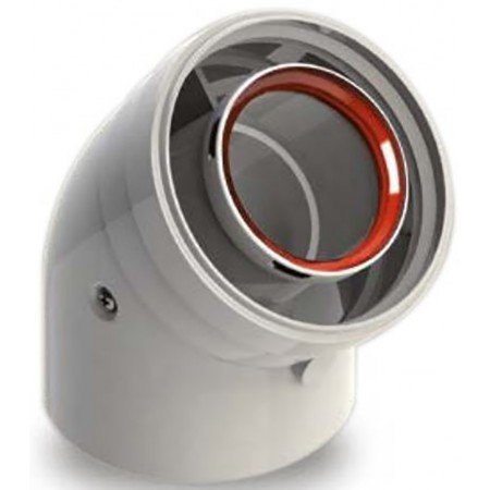 Codo 45º Ø80/125mm Macho-Hembra aluminio pintado epoxi chimenea FIG
