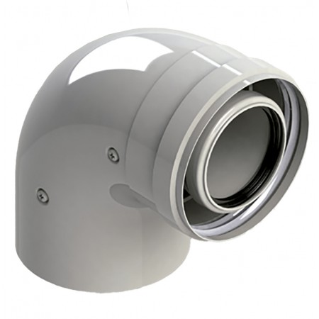 Codo 90º Ø80/125mm Macho-HembraPP/acero lacado blanco chimenea FIG