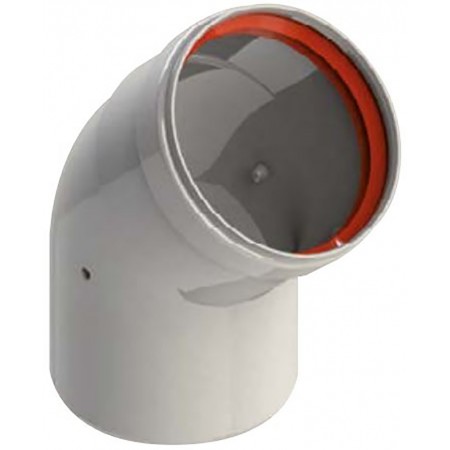 Codo 45º Ø80mm Macho-Hembra aluminio pintado epoxi chimenea FIG