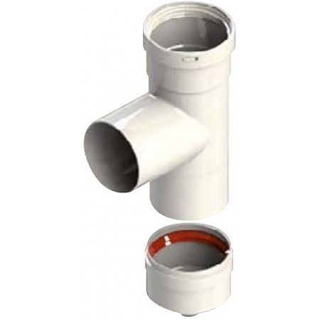 Te 90º Ø80mm con tapón condensados aluminio pintado epoxi chimenea FIG