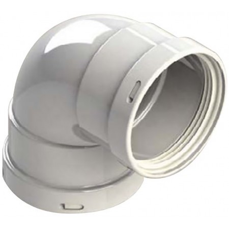 Codo 90º Ø110mm Hembra-Hembra aluminio pintado blanco chimenea FIG