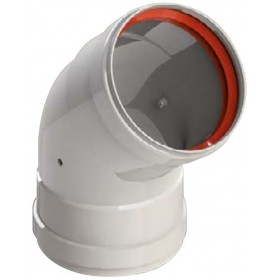 Codo 45º Ø110mm Hembra-Hembra aluminio pintado blanco chimenea FIG