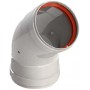 Codo 45º Ø100mm Hembra-Hembra aluminio pintado blanco chimenea FIG