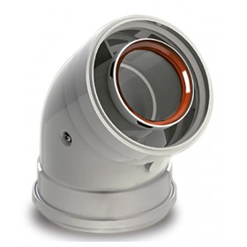 Codo 45º Ø60/100mm Hembra-Hembra aluminio pintado epoxi chimenea FIG