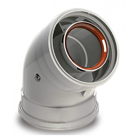 Codo 45º Ø60/100mm Hembra-Hembra aluminio pintado epoxi chimenea FIG