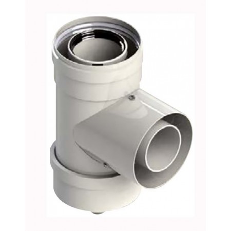 Te 90º Ø60/100mm PP/acero lacado blanco chimenea FIG