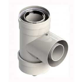 Te 90º Ø80/125mm PP/acero lacado blanco chimenea FIG