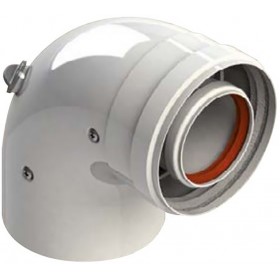 Codo 90º Ø60/100mm con toma de muestras aluminio lacado blanco chimenea FIG