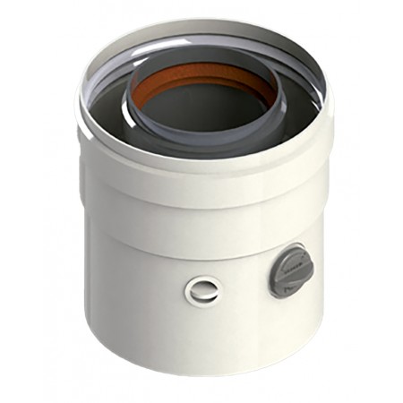 Manguito coaxial con toma de muestras Ø60/100mm PP/acero lacado blanco chimenea FIG