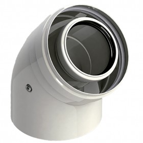 Codo 45º Ø100/150mm Macho-Hembra PP/acero lacado blanco chimenea FIG