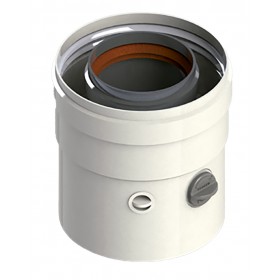 Toma muestras coaxial Ø100/150mm PP/acero lacado blanco chimenea FIG