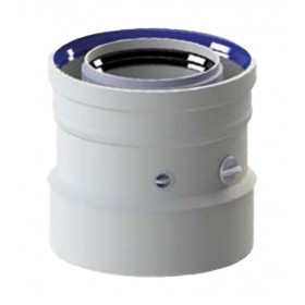 Reducción coaxial Ø110/160mm a Ø100/150mm Macho-Hembra PP/acero lacado blanco chimenea FIG