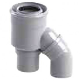 Adaptador biflujo 2xØ80mm a Ø80/125mm PP/acero lacado blanco chimenea FIG