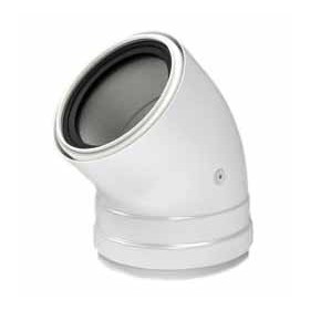 Codo 45º PP protegido Ø80mm/100mm color blanco chimenea FIG