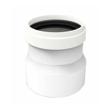 Adaptador PP protegido Ø80mm/100mm a Ø80mm color blanco chimenea FIG