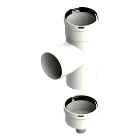 Te 90º recoge condensados Ø50mm Macho-Hembra en PP chimenea FIG