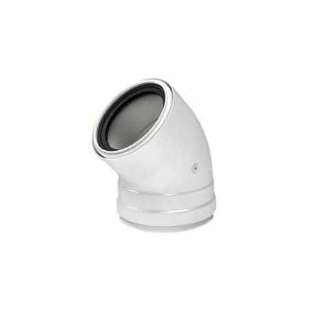 Codo 45º PP protegido Ø100mm/125mm color blanco chimenea FIG