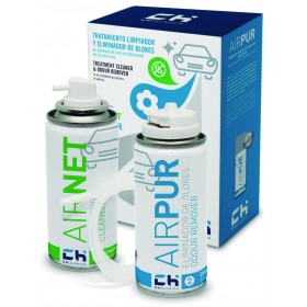 Kit aerosol 2x100ml Limpiador y desinfectante para aire acondicionado de vehículos CH QUÍMICA AIRNET & AIRPUR AUTO