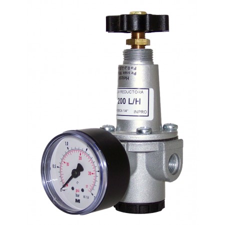 Válvula reductora presión gasóleo regulable con manómetro INPRO 200L/h 1/4"