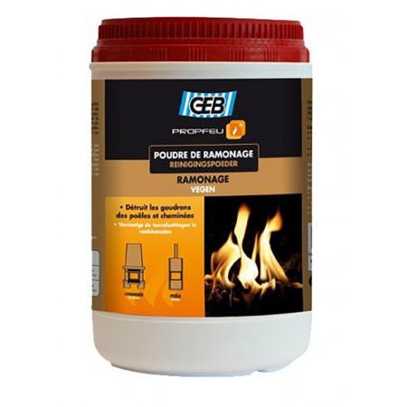 Bote 900g Deshollinador químico en polvo para calderas de leña. estufas y chimeneas