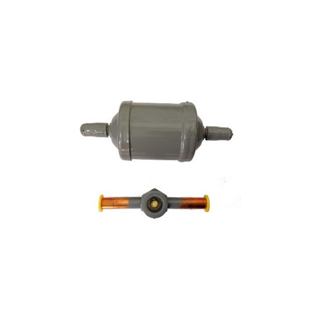 FILTRO DESHIDRATADOR + VISOR DE LIQUIDO 3/8 MONTADO EN CONDENSADORA GELPHA