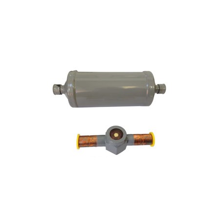 FILTRO DESHIDRATADOR + VISOR DE LIQUIDO 5/8 MONTADO EN CONDENSADORA GELPHA