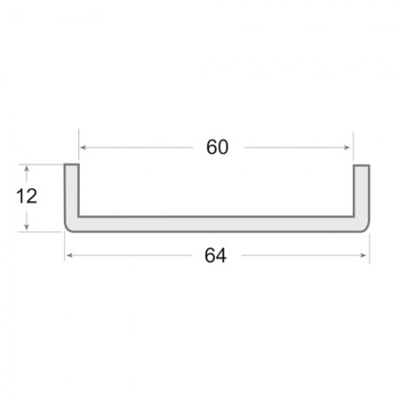 TIRA 2 METROS PERFIL PVC NEGRO U10x60x10 MT LINEAL MODELO Nº 5