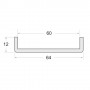 TIRA 2 METROS PERFIL PVC NEGRO U10x60x10 MT LINEAL MODELO Nº 5