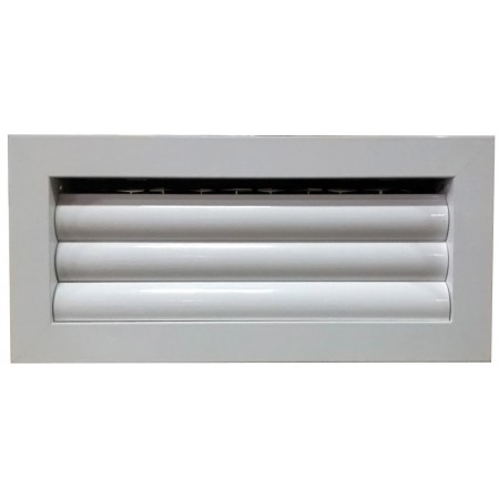 Reja de aleta curva con regulación para techo MADEL AMT-AC+SP 450x200mm (T) fijacion tornillo visible lacada blanco