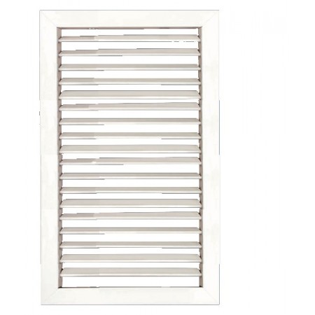 Reja retorno con filtro y portafiltros de aletas fijas a 45º MADEL EMT-AR+PFT 600x300mm lacada blanco y fijacion tornillo